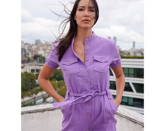 Women Fashion Casual Button Loose Solid Short Sleeve Playsuit Long Jumpsuits Sallymonday Jumpsuit Women Elegant Women Fashion Casual Button Loose Solid Short Sleeve Playsuit Long Jumpsuits Sallymonday Jumpsuit Women Elegant