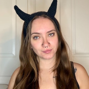 Handmade Crochet Devil Horn Headband – Lightweight Fantasy Accessory