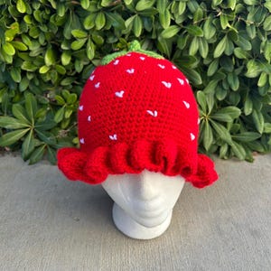 strawberry crochet bucket hat