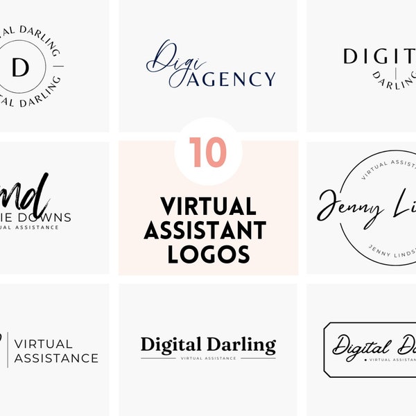 Canva Logos | Virtual Assistant Logos | Logos for Virtual Assistants | VA Logos | DIY Logos | Editable Logos | Custom Logos | Canva Template