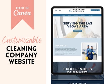 Sitio web de servicios de limpieza / Sitio web de Canva / Plantillas de Canva para empresas de limpieza / Plantillas de limpiadores / Sitio web de limpiadores / Plantillas de limpiadores