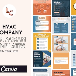 HVAC Social Media Posts | HVAC Facebook | HVAC Instagram | Air Conditioning | Canva Templates | Canva Social Media | Heating | Ventilation