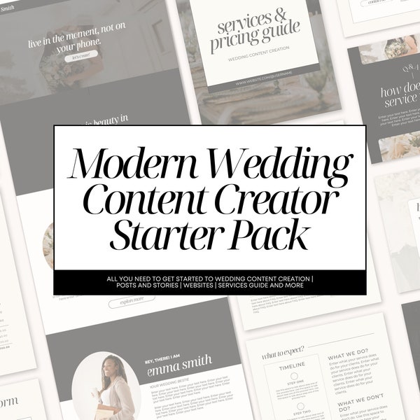 Modern Wedding Content Creator Kit | Wedding Content Creator Social Media | Wedding Content Creator Services Guide Wedding Content Questions