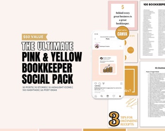 Bookkeeping Social Media Bundle | Bookkeeper Canva Template | Finance Social Media | Accountant Engagement Plan | Post Ideas | Finance Coach