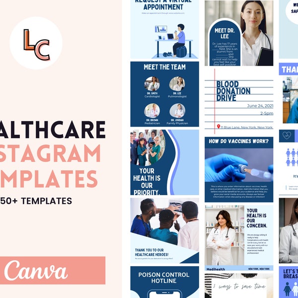 Modèles Instagram de soins de santé | Modèles Instagram médicaux | Docteur Instagram | Modèles Instagram d'hôpital | Canva Instagram modifiable