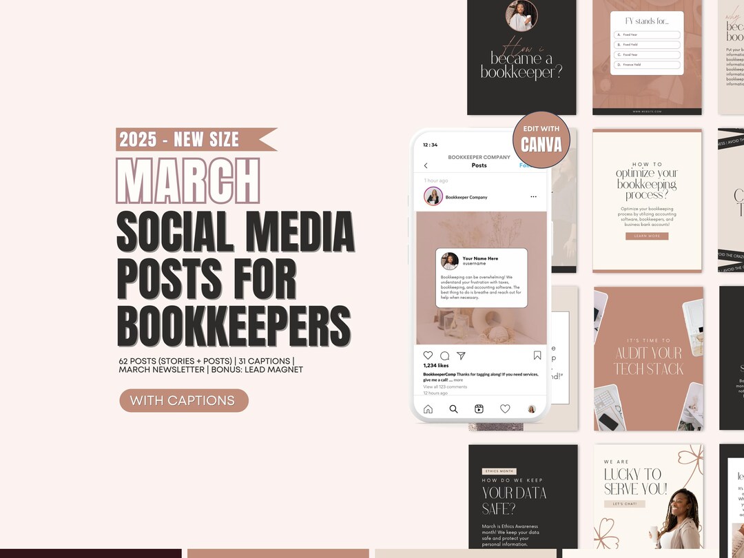 March 2025 Bookkeeping Posts WITH CAPTIONS | March Bookkeeper Marketing ...