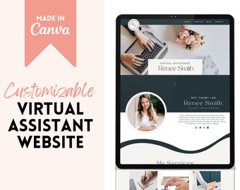 Site Web de l'assistant virtuel | Site Web Canva | Modèles Canva pour les conseillers virtuels | Modèles d'assistant virtuel | Gestionnaires de médias sociaux | Site Web personnalisé