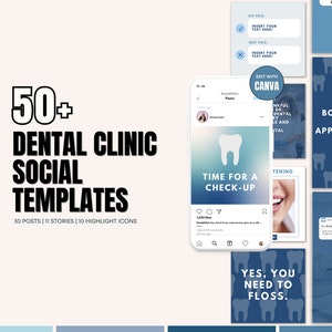 Dentist Social Media Post Templates | Dental Clinic Social Media Post | Dental Templates | Canva Social Media Post | Editable Canva Template