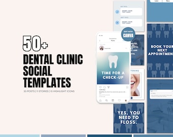 Dentist Social Media Post Templates | Dental Clinic Social Media Post | Dental Templates | Canva Social Media Post | Editable Canva Template