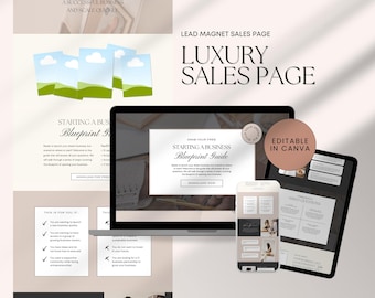 Lead Magnet Luxury Canva Sales Page | Sales Funnel Page | Canva Landing Page | Website for Coaches Canva Website | Lead Magnet Website