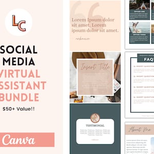 Virtual Assistant Social Media Bundle | Virtual Assistant Canva Template | VA Social Media | VA Engagement Plan | Service Book | Post Ideas