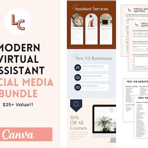 Modern Virtual Assistant Social Media Bundle | Virtual Assistant Canva Template | VA Social Media | VA Hashtag List | Post Ideas List | VA