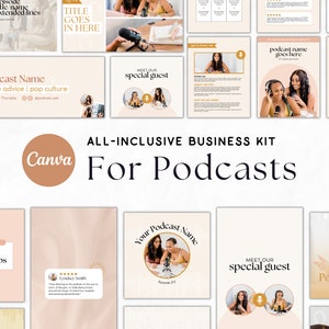 Editable Podcast Business Canva Kit | Podcast Planner | Podcast Social Media Bundle | Podcast Media Kit | Podcast Starter Bundle | Cover Art