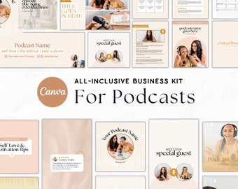 Editable Podcast Business Canva Kit | Podcast Planner | Podcast Social Media Bundle | Podcast Media Kit | Podcast Starter Bundle | Cover Art