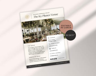 Flyer lieu de mariage | Circulaire sur le lieu de l'événement | Circulaire de location événementielle | Marketing du lieu de fête | affiche du lieu | Flyer de planification d'événement de mariage | Lieu