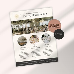 Wedding Venue Pricing Guide | Event Venue Price Sheet | Event Rental Price List | Party Venue Flyer | Venue Poster | Wedding Planning Flyer