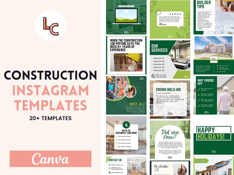 Construction Templates Social Media For Home Builders Real Etsy