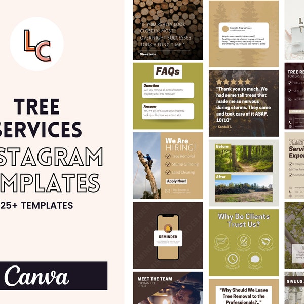 Tree Services Social Media Posts | Tree Removal Facebook | Tree Company | Canva Templates | Canva Social Media | Tree Removal  Template