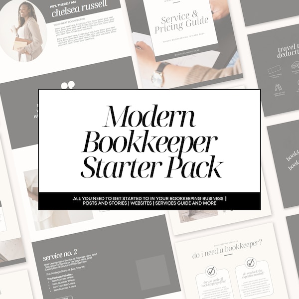 Modern Bookkeeping Posts with Captions | Bookkeeper Service Guide | Bookkeeper Website | Bookkeeper Social Media | Financial Professional