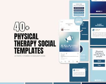 Plantillas de Canva para fisioterapia / Plantillas para fisioterapeutas / Redes sociales para fisioterapia, terapia ocupacional y logopedia