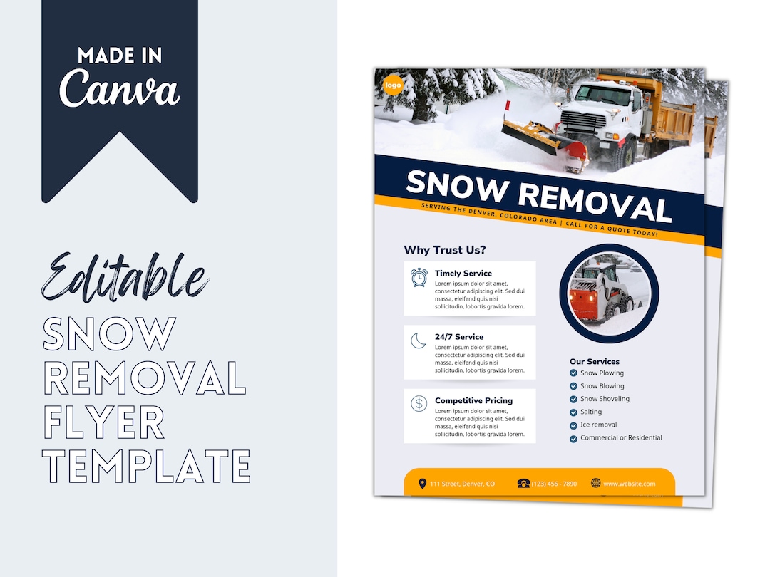 Snow Removal Flyer Snow Removal Services Snow Plow Company Snow