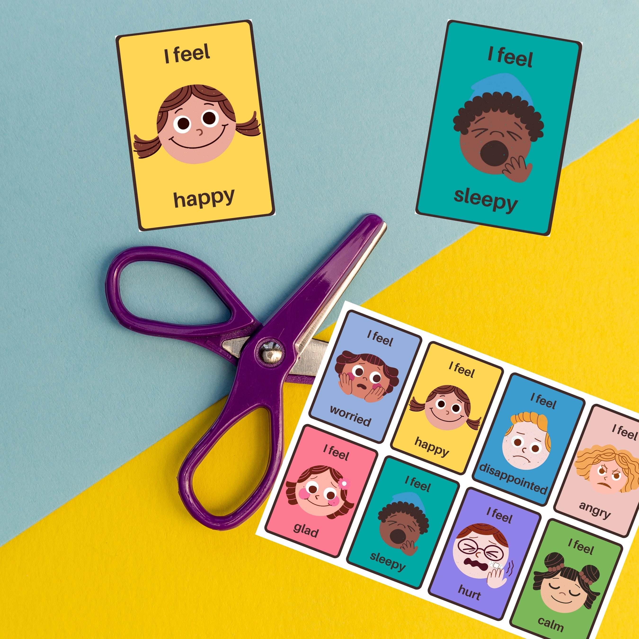 Emotions Flash Cards Montessori Printable Preschool Etsy