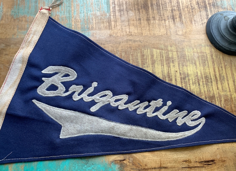 Brigantine Vintage Town Pennant - Hand Sewn - Etsy