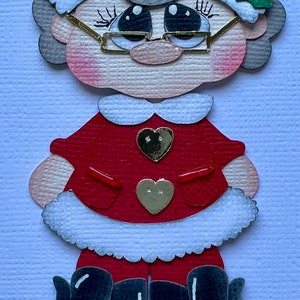 Mrs claus die cut paper pieced for scrapbooking and cardmaking