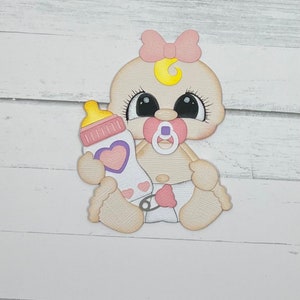 Baby girl die cut paper pieced for cardmaking and scrapbooking