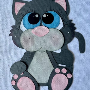 Papier gris chat/chaton découpé pour albums de coupures et cartes
