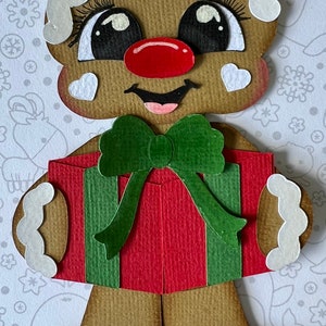 Boy present ginger die cut paper pieced for scrapbooking and cardmaking.