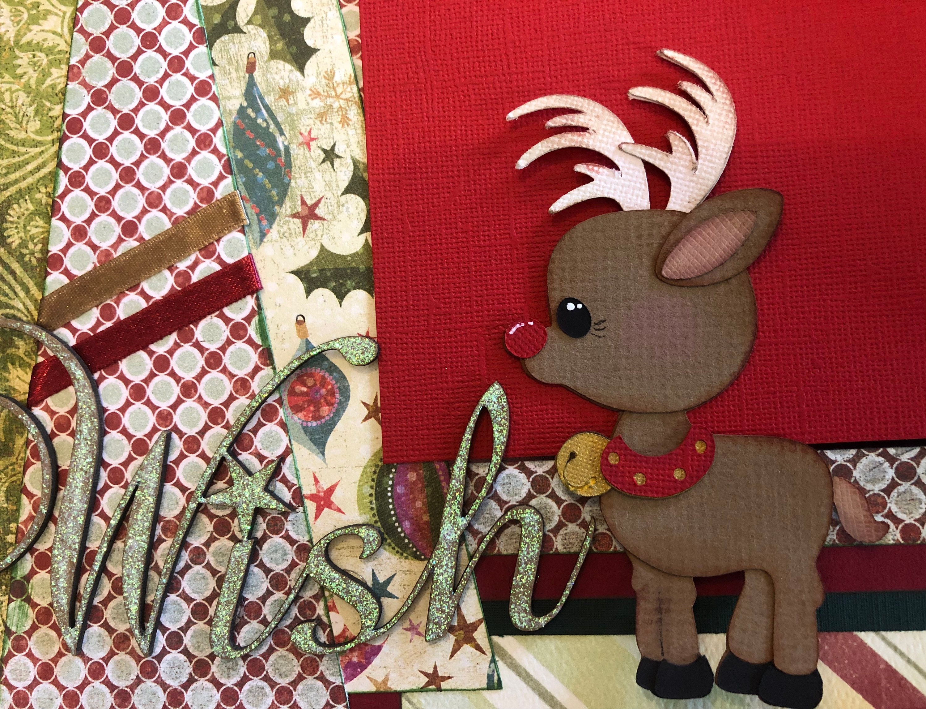 Reindeer Die cuts for your scrapbook layout Paper pieced Embellishment
