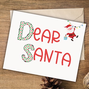 Liebe Weihnachtsmann Postkarte für Kinder / Weihnachtswunschliste / Blanko Dear Santa Postkarte / Kinder Weihnachten Wunschliste