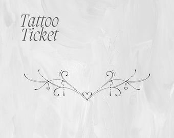 Tattoo Tickets by Tattooist Kelly | Flash Designs | Dainty Heart Band Tramp Stamp Tattoo Design | Tattoo Design Art |Linework Tattoo