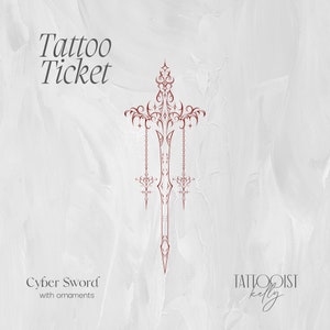Tattoo Tickets by Tattooist Kelly | Flash Designs | Cyber Sword | Tattoo Design Art | Cyber Sigilism Sword Tattoo