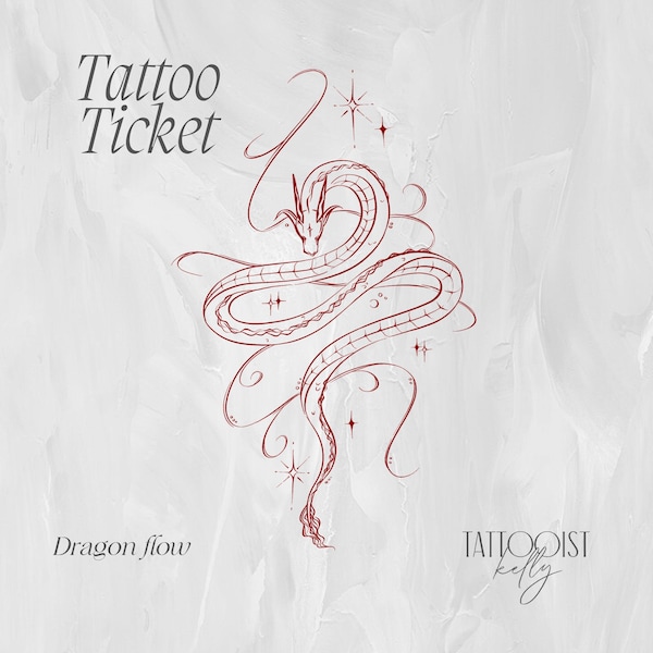 Tattoo Tickets door Tatoeëerder Kelly | Flash-ontwerpen | Drakenstroom | Tattoo ontwerp kunst | Draak tatoeage