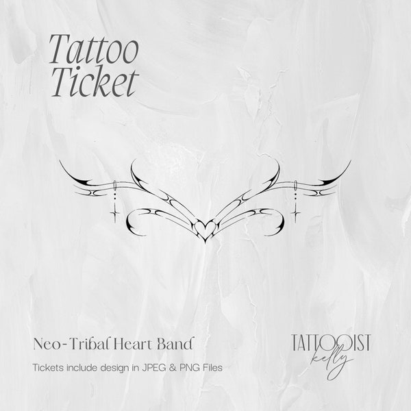 Tattoo Tickets by Tattooist Kelly | Flash Designs | Neo Tribal Heart Band Tramp Stamp Tattoo Design | Tattoo Design Art |Linework Tattoo