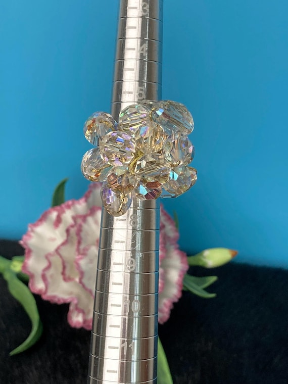 Vintage Aurora Borealis Crystal Ring: Adjustable … - image 6