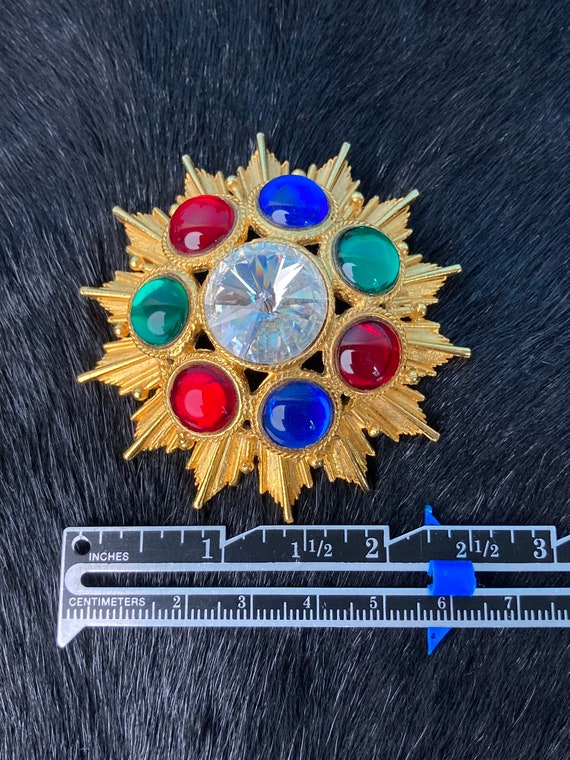 Vintage sunburst brooch, starburst brooch, 1980s … - image 6