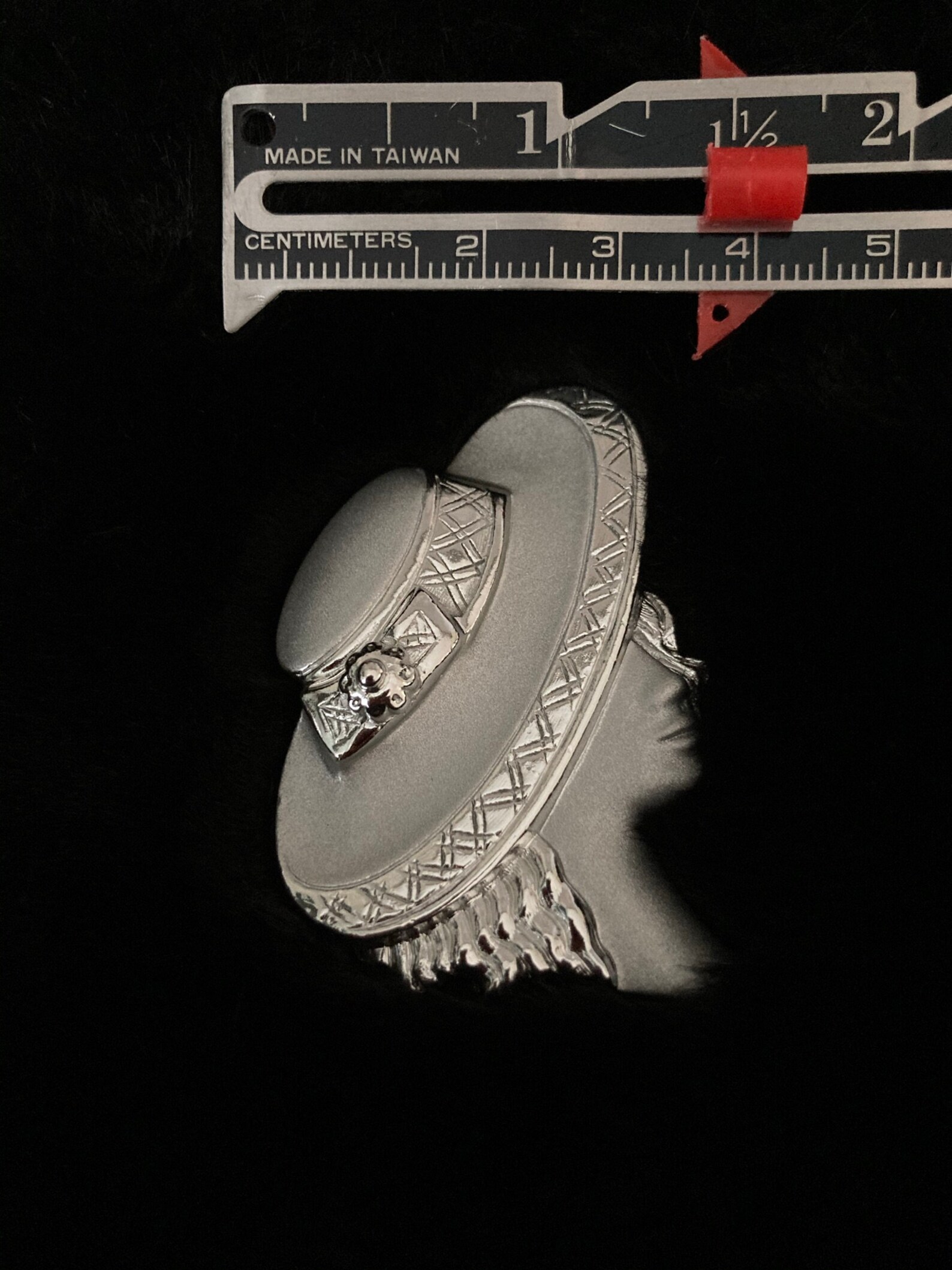 Vintage lady with hat silver tone brooch pin made in USA Etsy