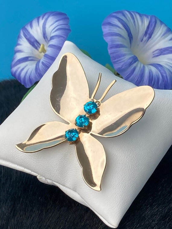 Vintage butterfly brooch, butterfly rhinestone br… - image 5