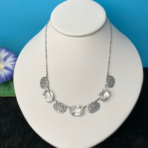 Vintage Art Deco Rhinestone Necklace: Clear Glass Choker