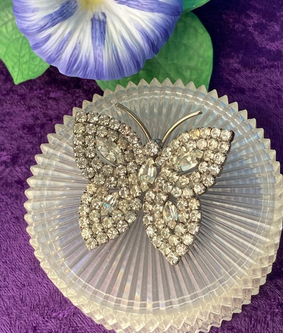 Czech Rhinestone Butterfly Brooch