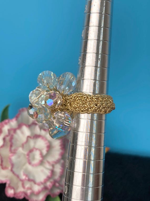 Vintage Aurora Borealis Crystal Ring: Adjustable … - image 5
