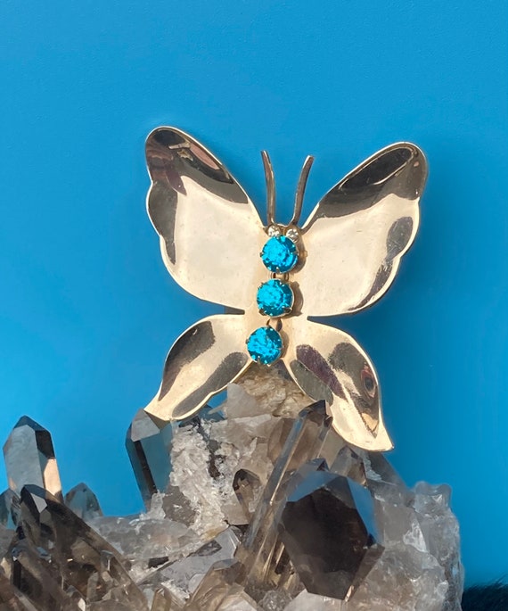 Vintage butterfly brooch, butterfly rhinestone br… - image 1