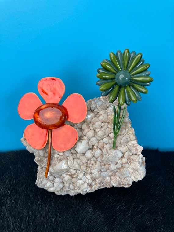 Original by Robert brooch, enamel flower brooch, v