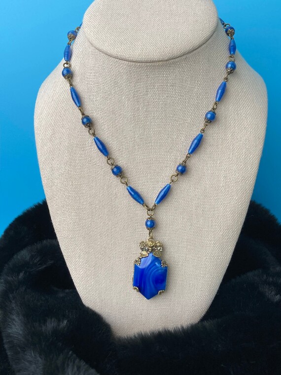 vintage czech glass necklace - Gem