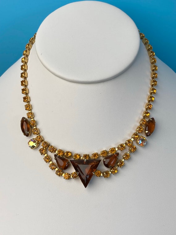 Vintage rhinestone necklace, statement rhinestone 