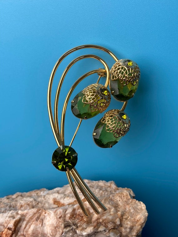 Sarah Coventry green brooch, Sarah Coventry touch 