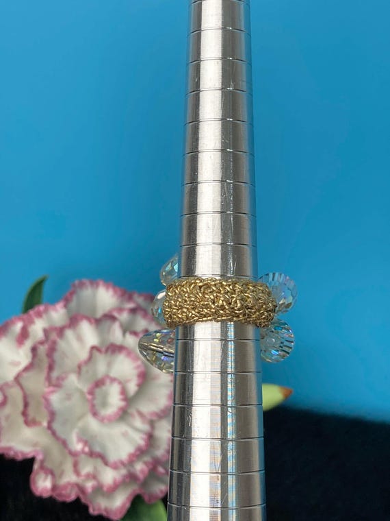 Vintage Aurora Borealis Crystal Ring: Adjustable … - image 9